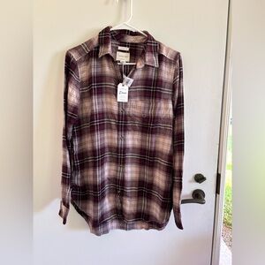 American Eagle AE flannel shirt boyfriend fit soft cozy loungewear NEW NWT